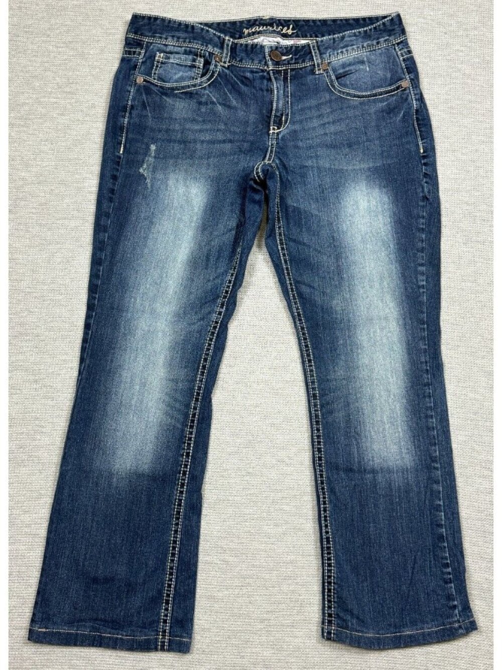 Maurices Cropped Jeans Womens Size 11/12 Long Low Rise Denim Distressed Blue